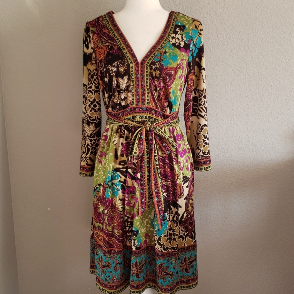 ECI Colorful Boho Dress with Tie